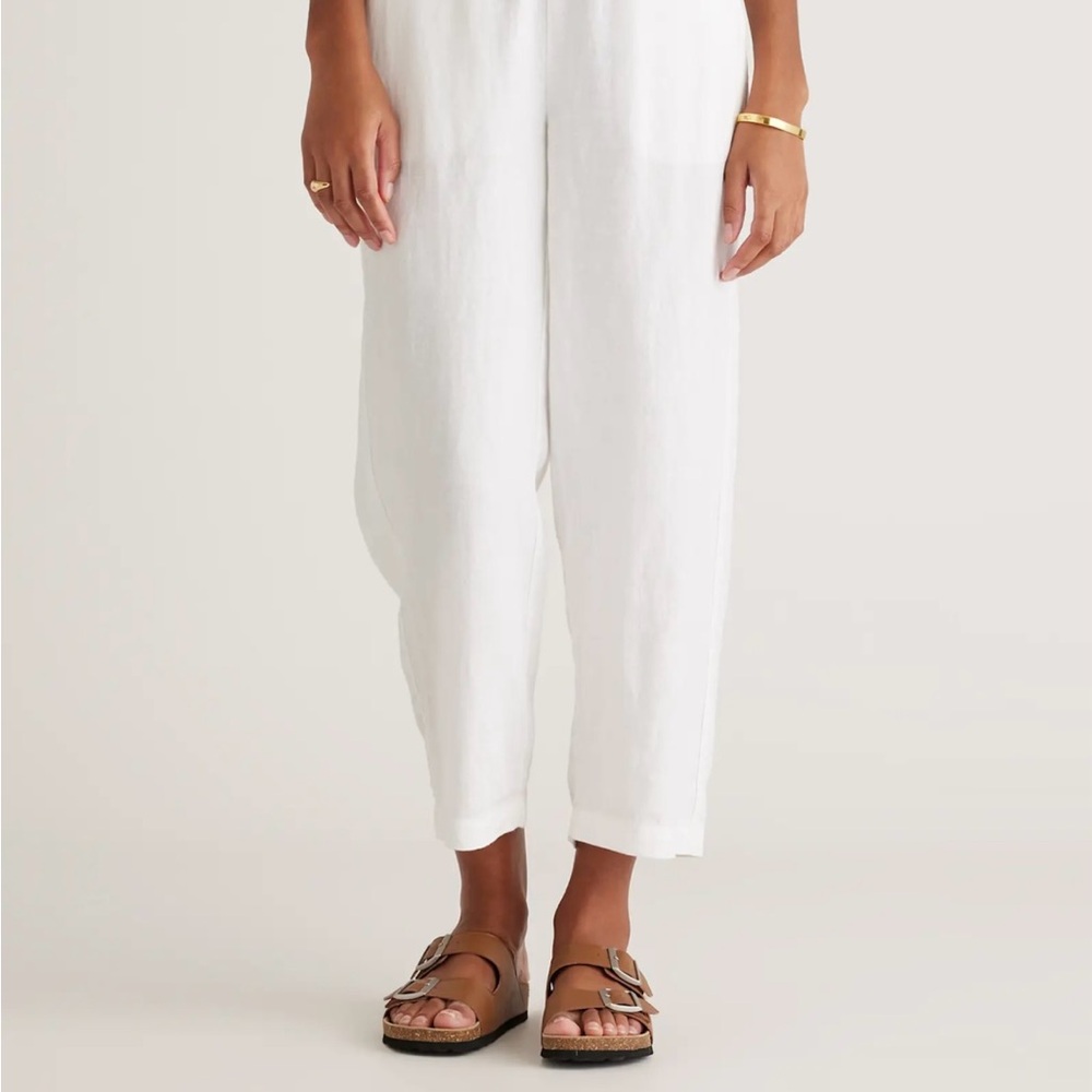 🌷 NEW Quince White Linen Pants Small Cropped POCKETS!!